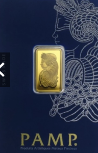 5 gram PAMP Suisse Lady Fortuna Gold Minted Bar (999.9 Purity)